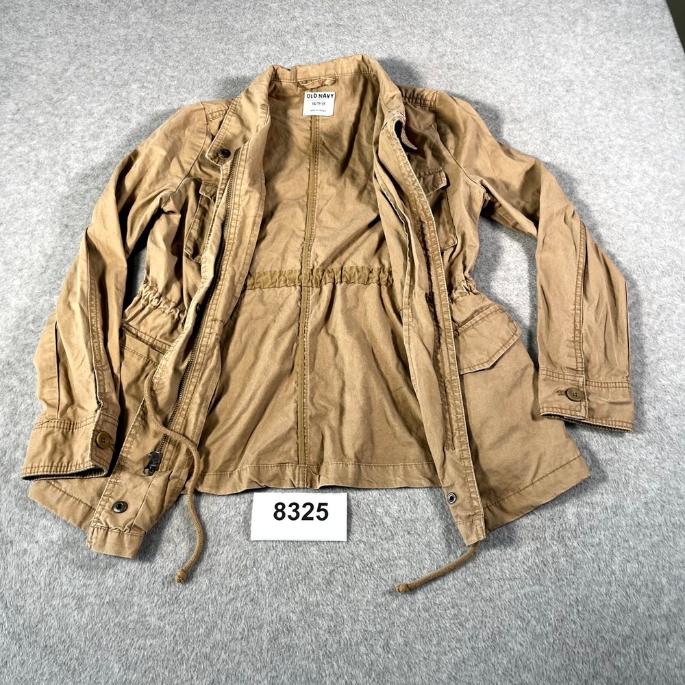 Old Navy Utility Jacket Womens XS Tan Cotton Collared Full Zip Casual Utility